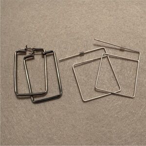 Silver Square Hoop Earrings